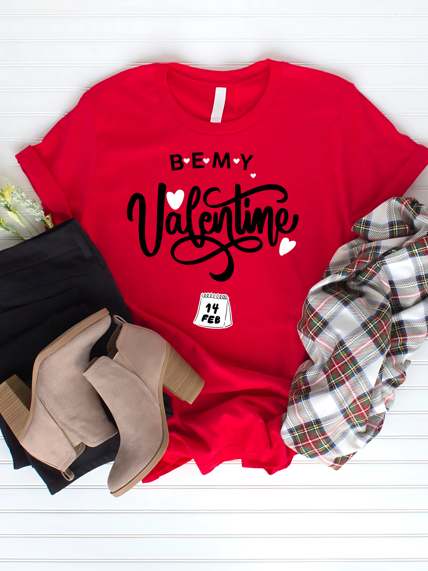 Be_My_Valentine_on_Red Shirt Black Font - Mother's Day T-Shirt - Family Stylz #Killeen,Texas #1-3 day Turnaround Time