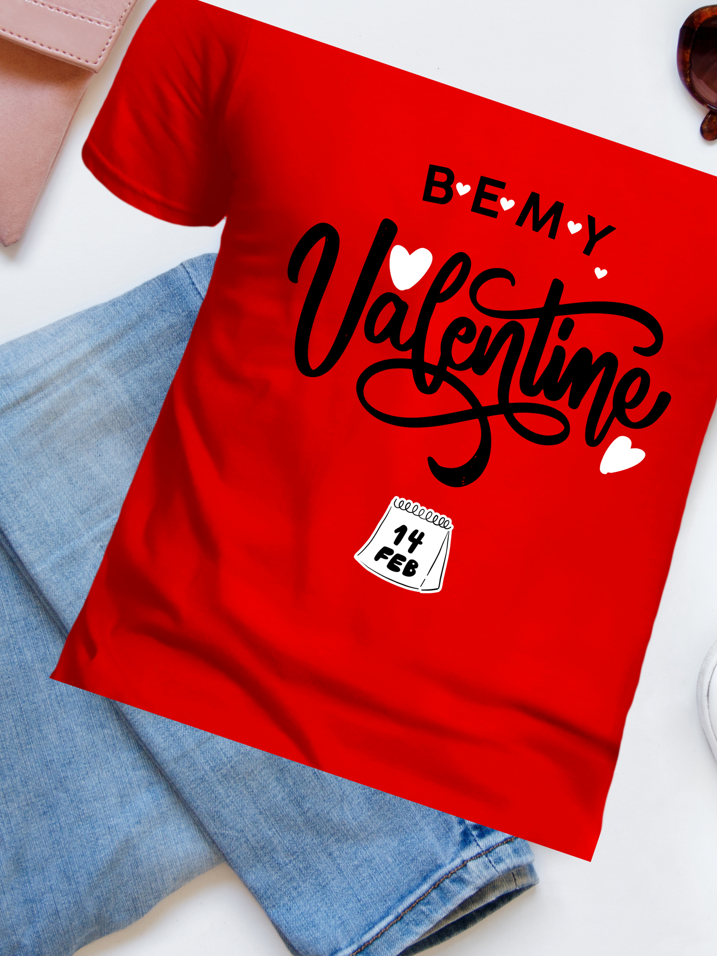 Be_My_Valentine_on_Solid Red Shirt - Mother's Day T-Shirt - Family Stylz #Killeen,Texas #1-3 day Turnaround Time