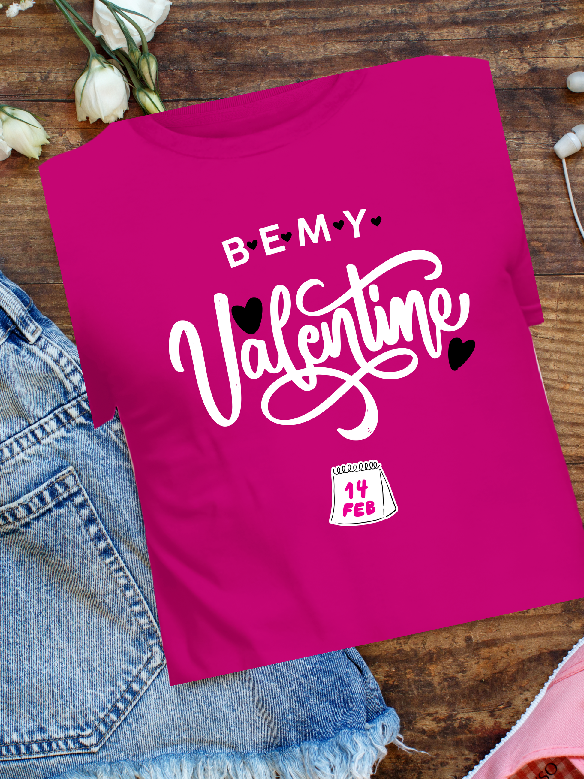 Be_My_Valentine_on_Hot Pink Shirt - Mother's Day T-Shirt - Family Stylz #Killeen,Texas #1-3 day Turnaround Time