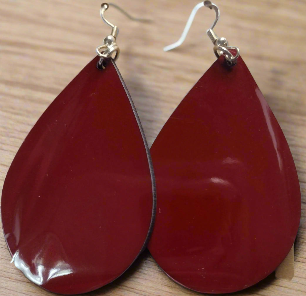 Burgundy Tear Drop Earrings - Family Stylz #Killeen,Texas #1-3 day Turnaround Time