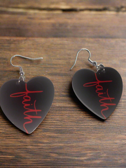 Faith Heart Shaped Earrings - Family Stylz #Killeen,Texas #1-3 day Turnaround Time