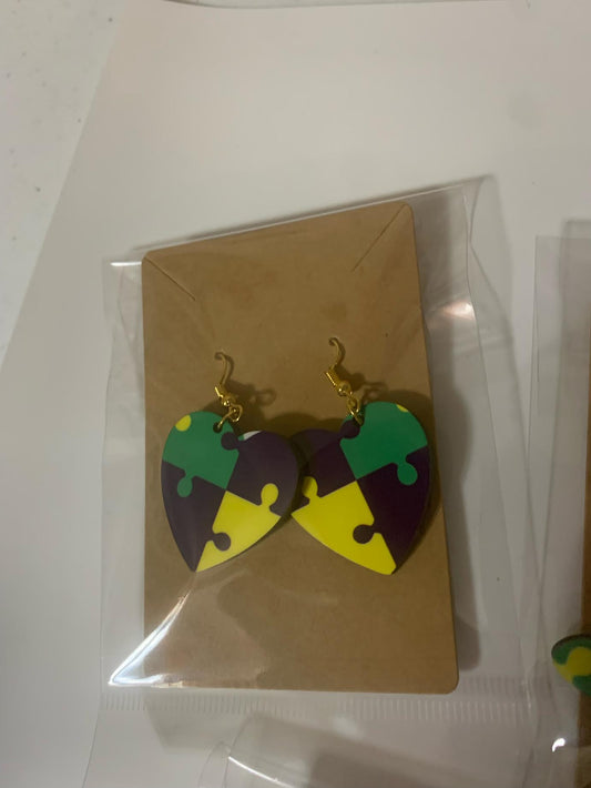 Puzzle Piece Heart Earrings