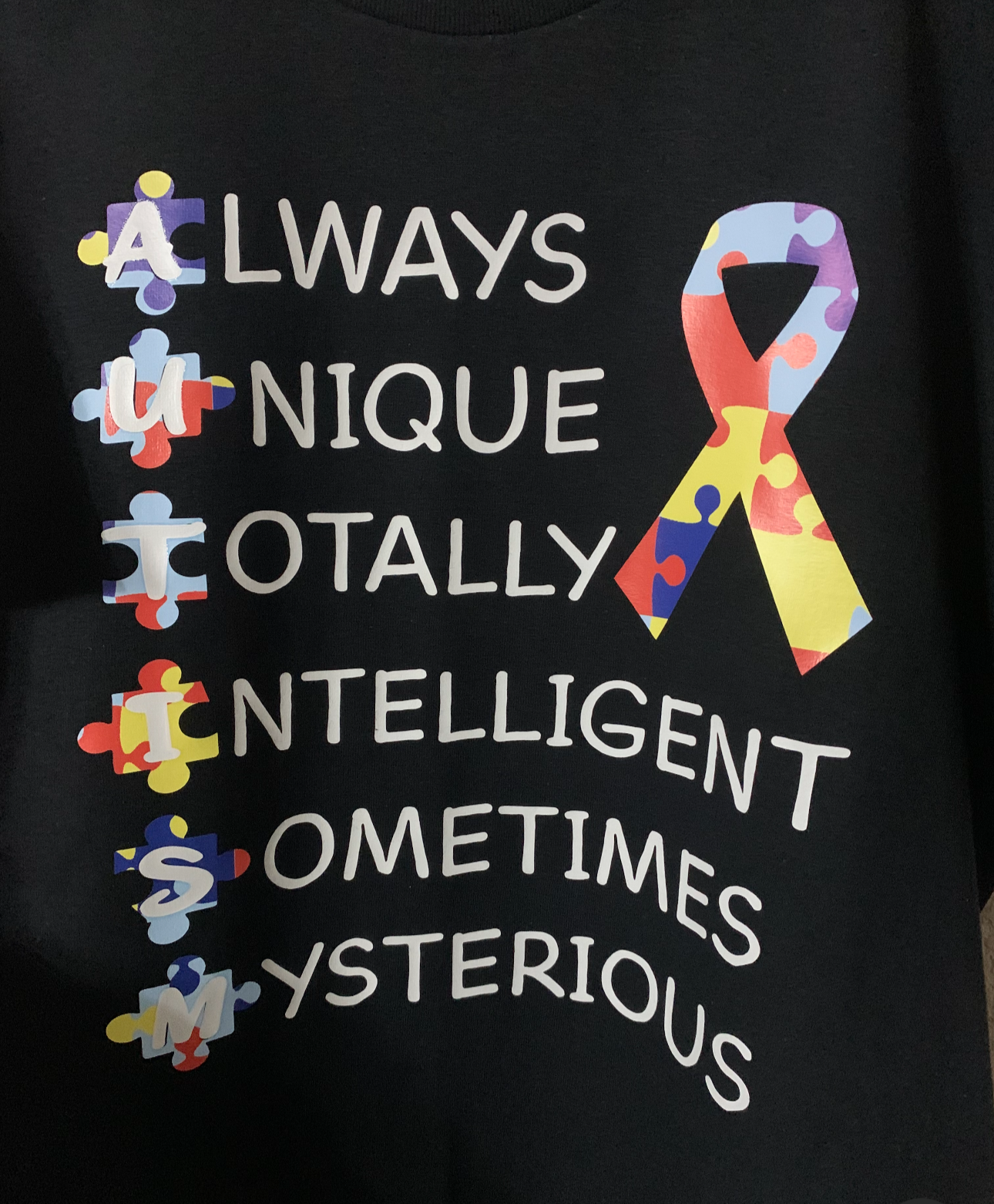 Autism T-Shirt - Always Unique Totally Intelligent Sometimes Mysterious