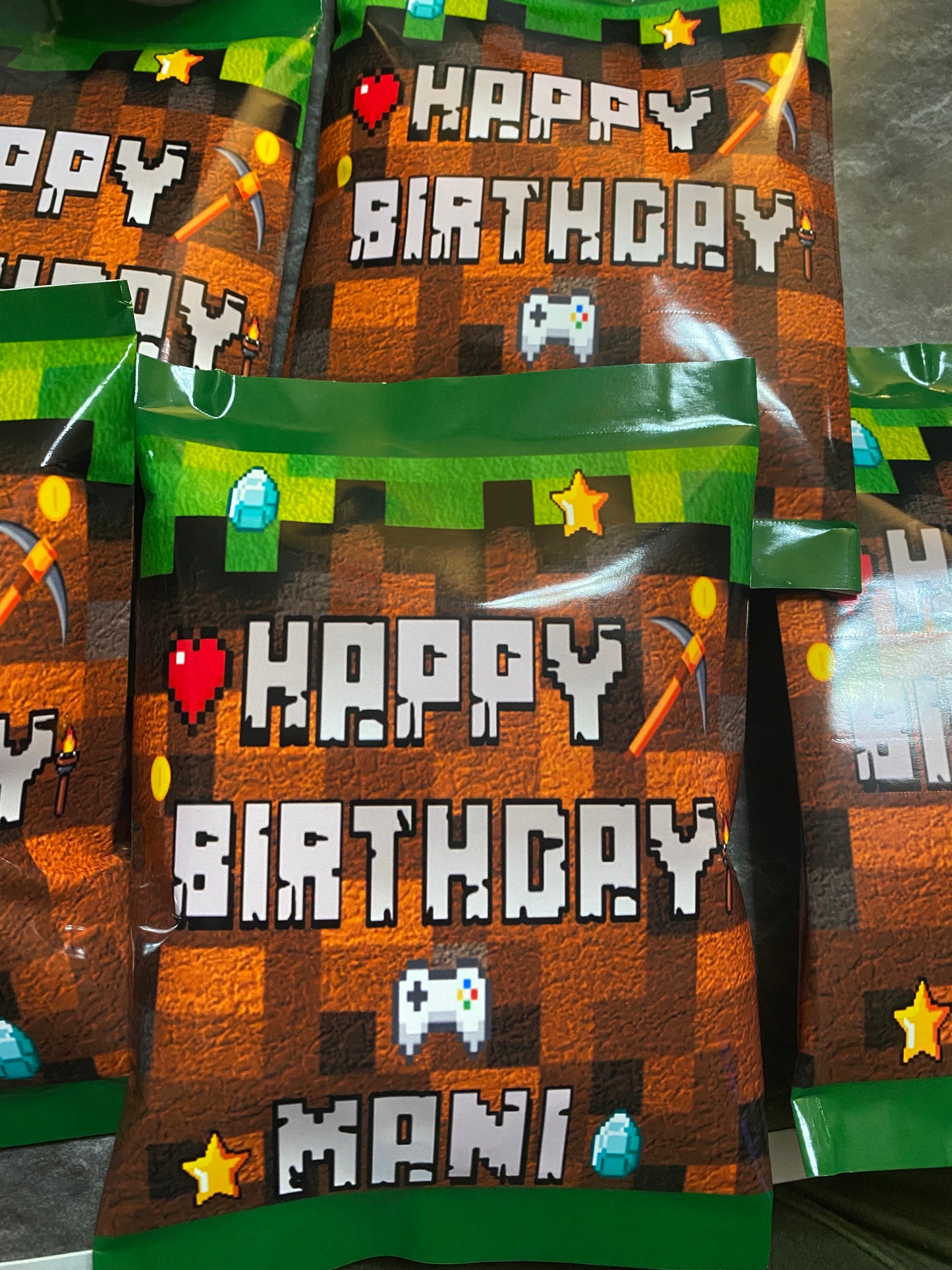 Minecraft Custom Chip Bags – Personalized Party Favors Prefilled or Labels Only