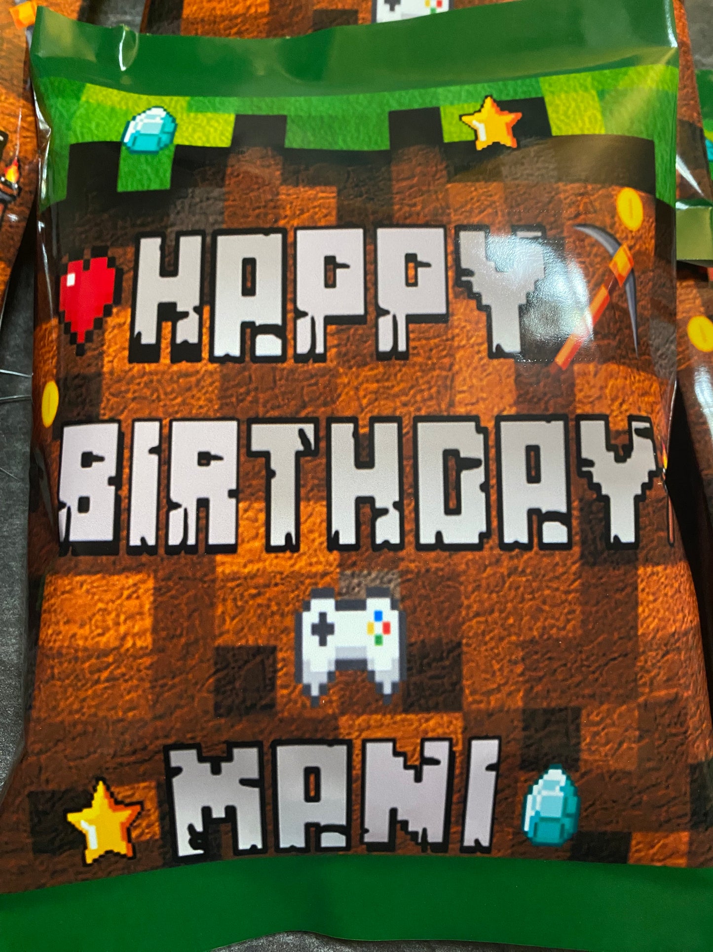 Minecraft Custom Chip Bags – Personalized Party Favors Prefilled or Labels Only