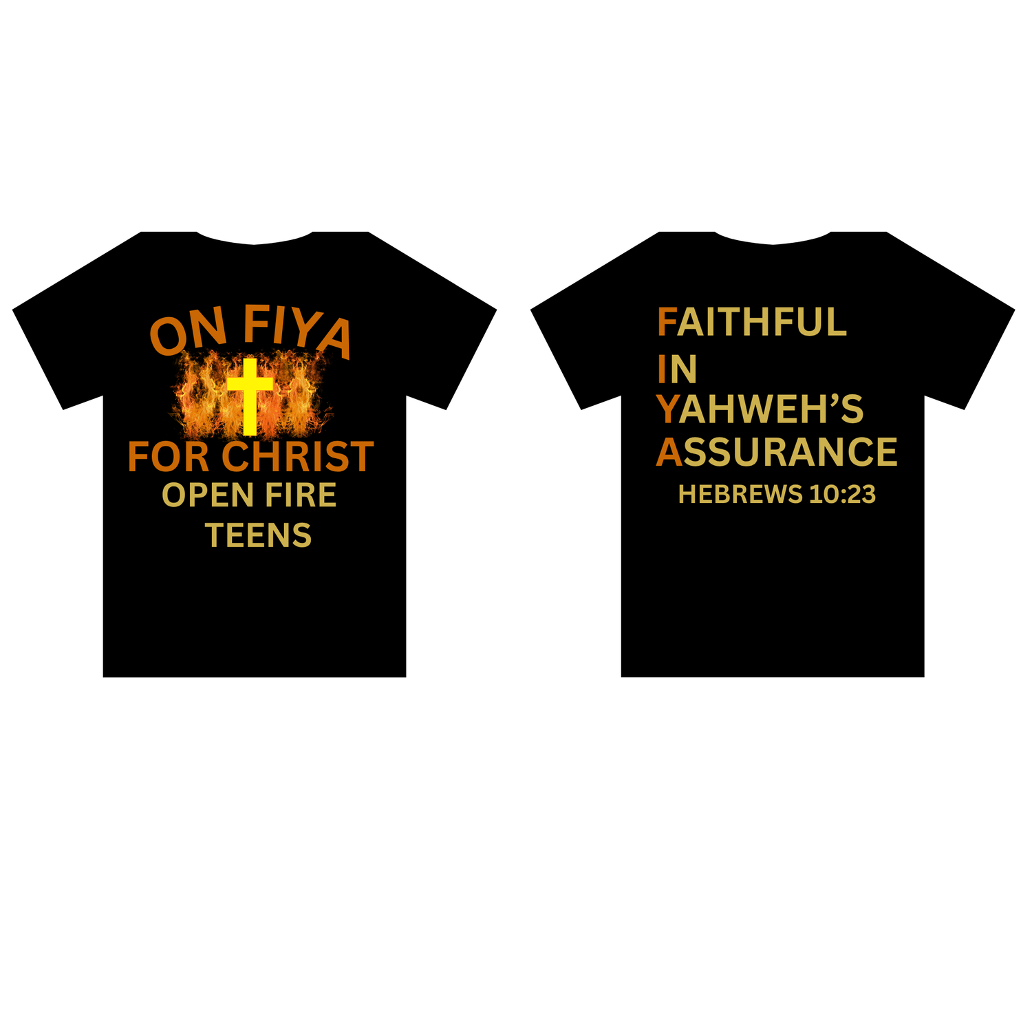 Family Stylz- Black t-shirt with Orange and yellowish gold text