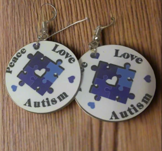 Autism Puzzle Piece Earrings - Family Stylz #Killeen,Texas #1-3 day Turnaround Time