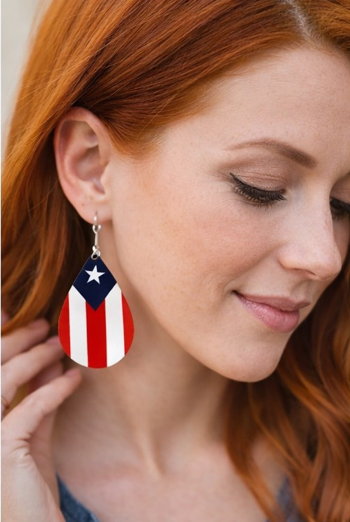 Puerto Rican Flag Teardrop Statement Earrings