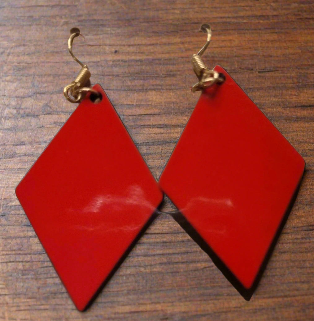Red Mini-Diamond-Shaped Earrings - Family Stylz #Killeen,Texas #1-3 day Turnaround Time