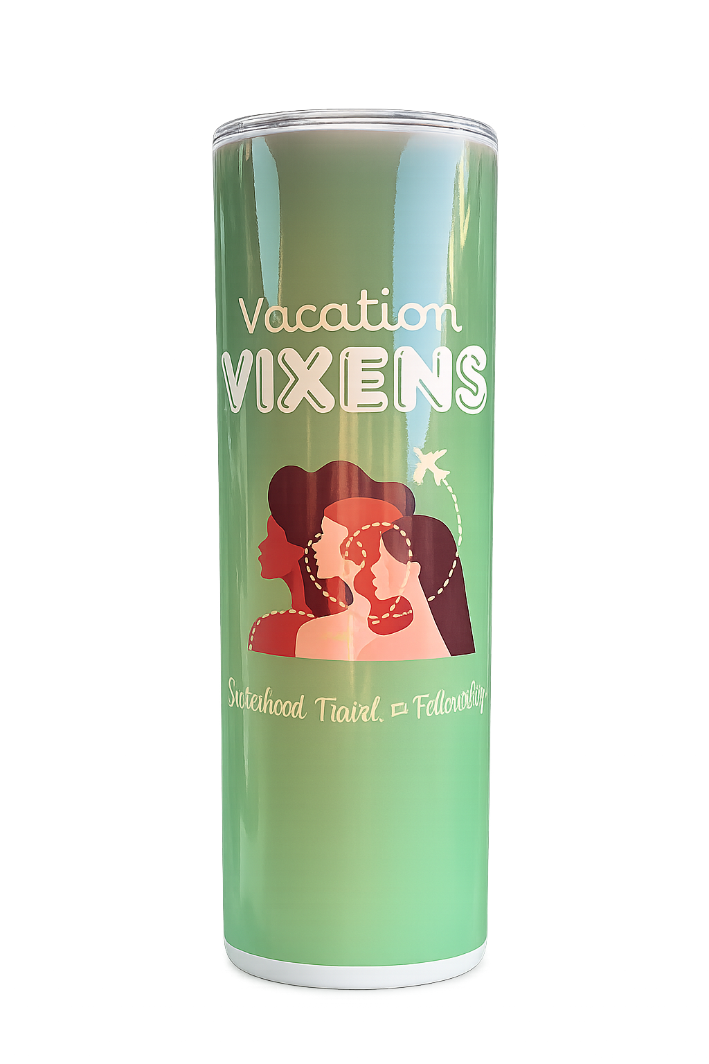 Green travel tumbler for women's vacations