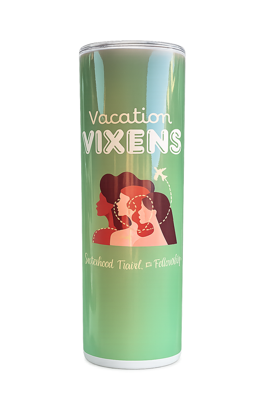Green travel tumbler for women's vacations
