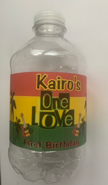 Water Bottles and Water Bottle Labels - One Love Theme