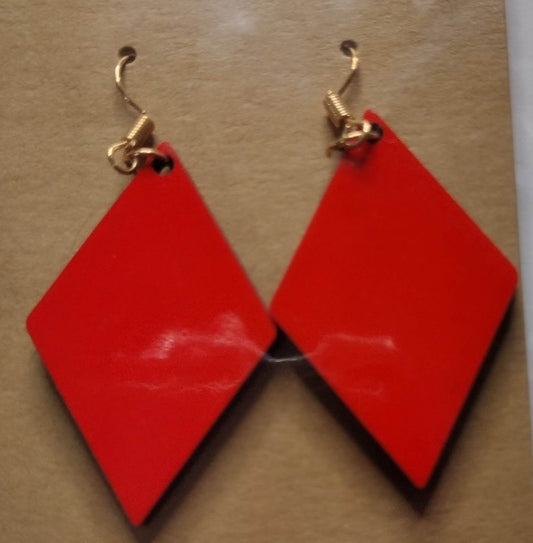 Red Mini-Diamond-Shaped Earrings - Family Stylz #Killeen,Texas #1-3 day Turnaround Time Family Stylz