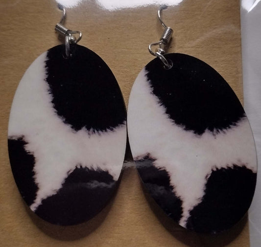 Cow Print Oval Shaped Earrings - Family Stylz #Killeen,Texas #1-3 day Turnaround Time Family Stylz